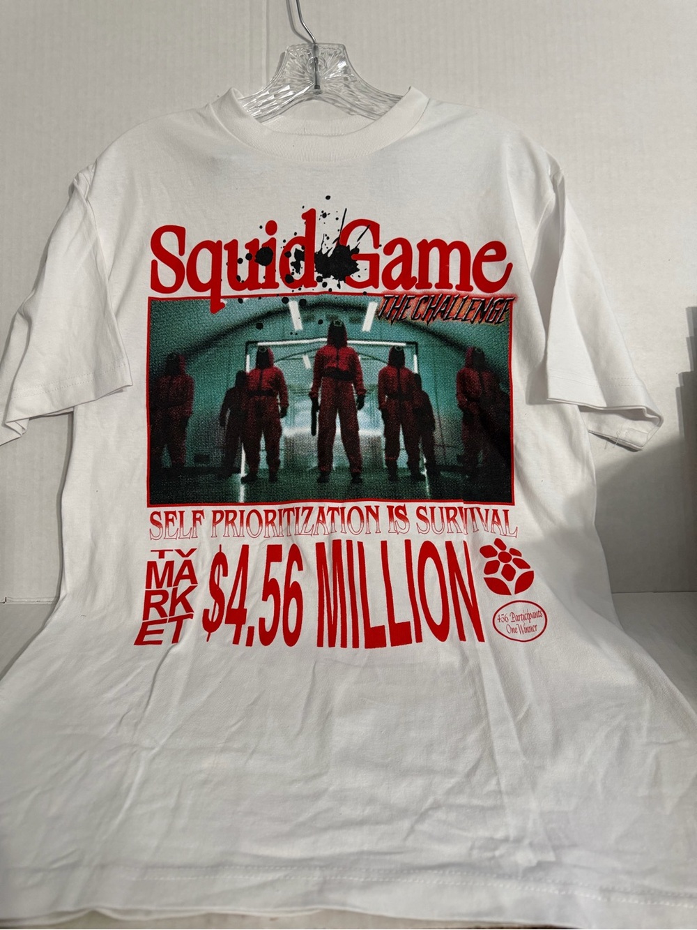 PacSun Market Netflix White Tee with Red & Green Graphic - Squid Game Print